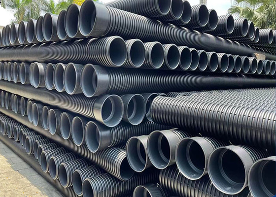 110mm 160mm HDPE Double Wall Corrugated Pipes Perforated Tubes In Rolls Black